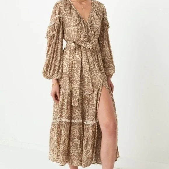 SPELL AND THE GYPSY COLLECTIVE LEOPARD PRINT ADA GOWN NWT SIZE SMALL - Picture 1 of 12